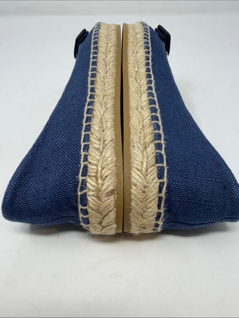 Salvadore Ferragamo Navy Canvas Espadrille Flats with Bow Accent Size 8